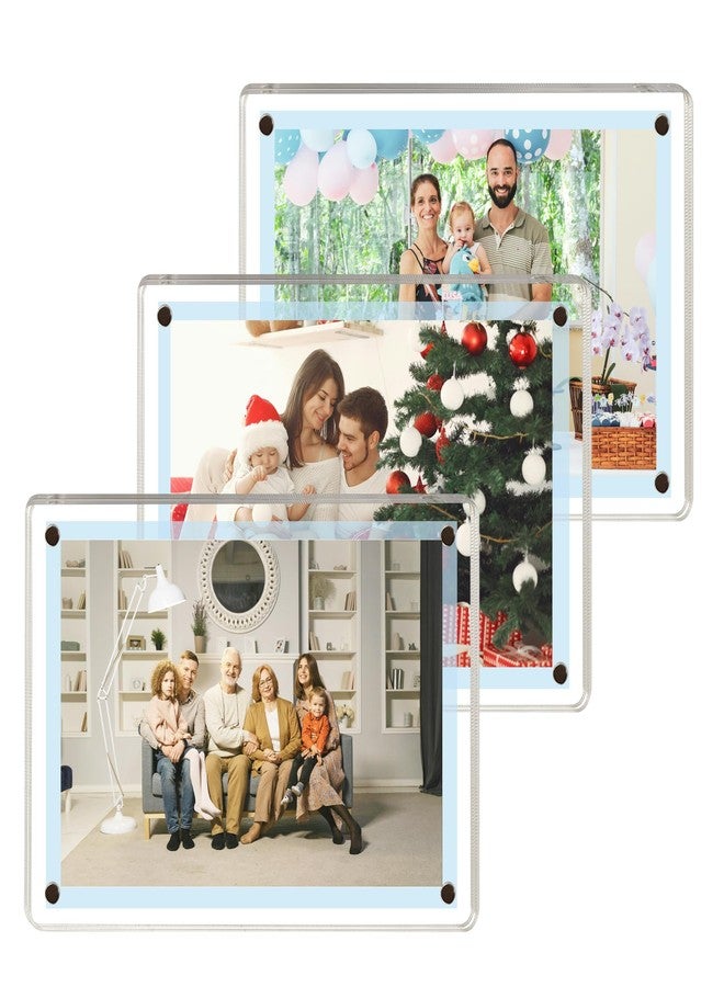 TNTIWQ 3 Pack acrylic fridge magnetic frame 5X7 Inch refrigerator photo magnet frames clear picture frames magnetic photos Display frame Double-Sided acrylic magnet frames(3pcs clear, 5x7 inch) - Image 1